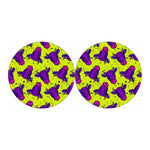 Lime Green And Purple Cow Pattern Print Car Coasters