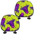 Lime Green And Purple Cow Pattern Print Car Headrest Covers