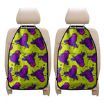 Lime Green And Purple Cow Pattern Print Car Seat Organizers