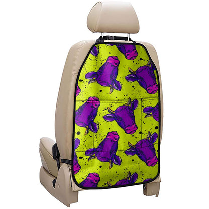 Lime Green And Purple Cow Pattern Print Car Seat Organizers