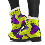 Lime Green And Purple Cow Pattern Print Comfy Boots GearFrost
