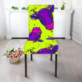 Lime Green And Purple Cow Pattern Print Dining Chair Slipcover