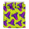 Lime Green And Purple Cow Pattern Print Duvet Cover Bedding Set