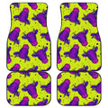 Lime Green And Purple Cow Pattern Print Front and Back Car Floor Mats