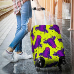 Lime Green And Purple Cow Pattern Print Luggage Cover GearFrost