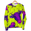 Lime Green And Purple Cow Pattern Print Men's Crewneck Sweatshirt GearFrost