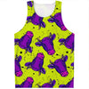 Lime Green And Purple Cow Pattern Print Men's Tank Top