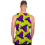 Lime Green And Purple Cow Pattern Print Men's Tank Top