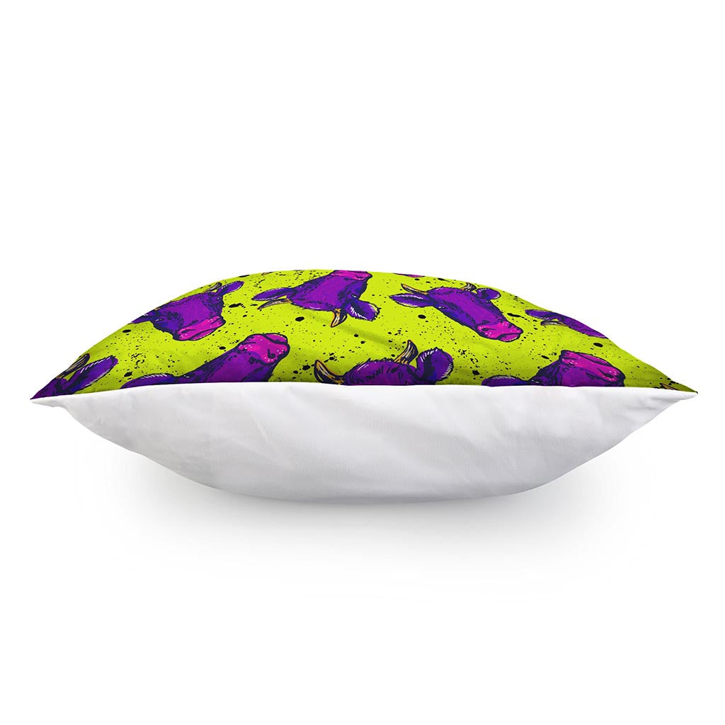 Lime Green And Purple Cow Pattern Print Pillow Cover