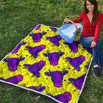 Lime Green And Purple Cow Pattern Print Quilt