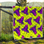Lime Green And Purple Cow Pattern Print Quilt