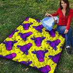 Lime Green And Purple Cow Pattern Print Quilt