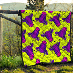 Lime Green And Purple Cow Pattern Print Quilt