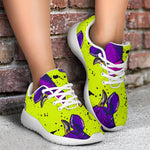 Lime Green And Purple Cow Pattern Print Sport Shoes GearFrost