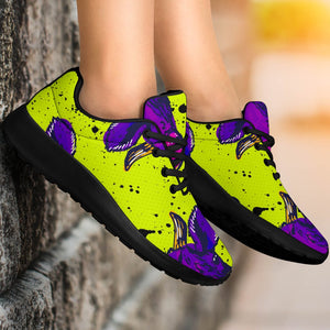 Lime Green And Purple Cow Pattern Print Sport Shoes GearFrost