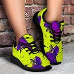 Lime Green And Purple Cow Pattern Print Sport Shoes GearFrost