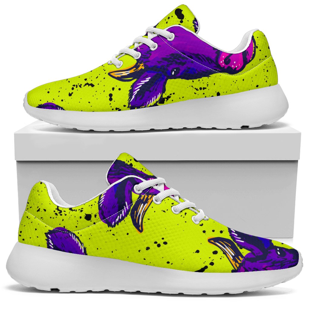 Lime Green And Purple Cow Pattern Print Sport Shoes GearFrost