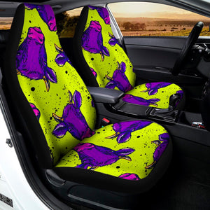 Lime Green And Purple Cow Pattern Print Universal Fit Car Seat Covers