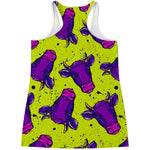 Lime Green And Purple Cow Pattern Print Women's Racerback Tank Top