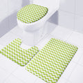 Lime Green And White Chevron Print 3 Piece Bath Mat Set