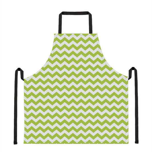 Lime Green And White Chevron Print Apron