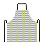 Lime Green And White Chevron Print Apron