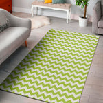 Lime Green And White Chevron Print Area Rug
