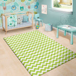 Lime Green And White Chevron Print Area Rug