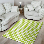 Lime Green And White Chevron Print Area Rug