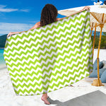 Lime Green And White Chevron Print Beach Sarong Wrap