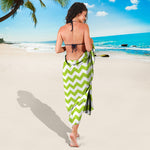 Lime Green And White Chevron Print Beach Sarong Wrap