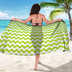 Lime Green And White Chevron Print Beach Sarong Wrap
