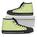 Lime Green And White Chevron Print Black High Top Sneakers