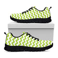 Lime Green And White Chevron Print Black Running Shoes
