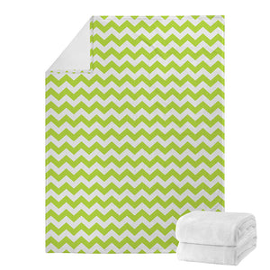 Lime Green And White Chevron Print Blanket