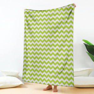 Lime Green And White Chevron Print Blanket