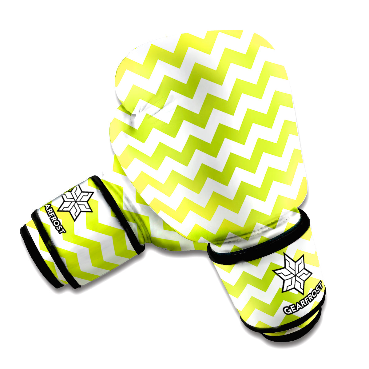 Lime Green And White Chevron Print Boxing Gloves