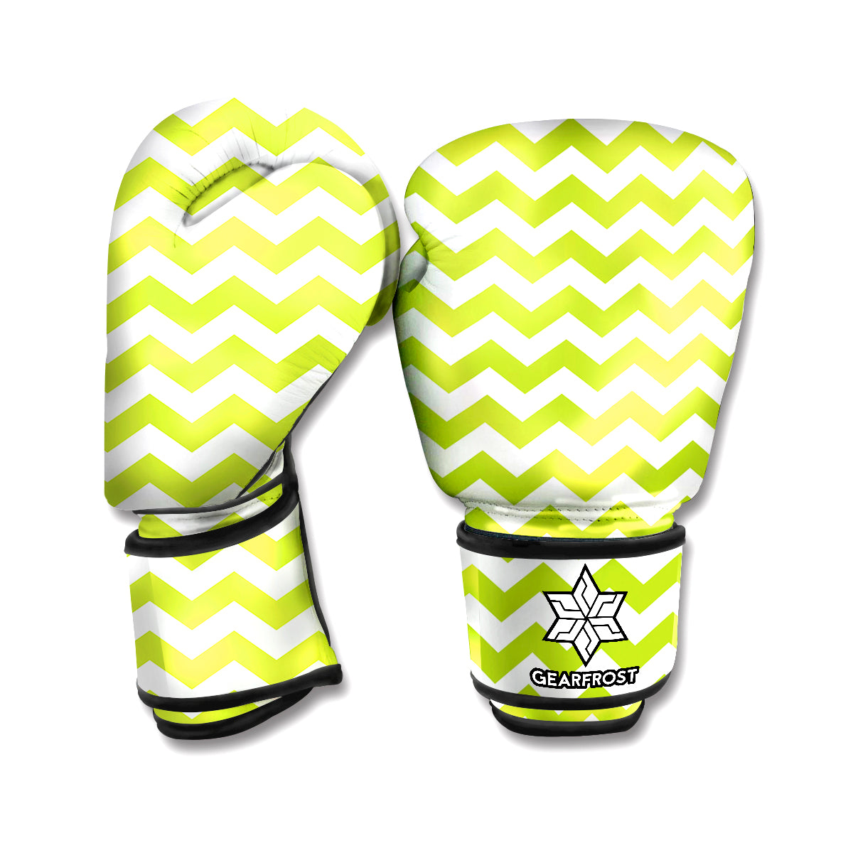 Lime Green And White Chevron Print Boxing Gloves