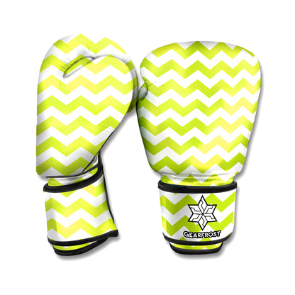 Lime Green And White Chevron Print Boxing Gloves