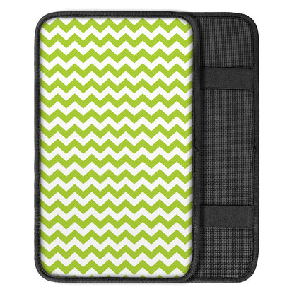Lime Green And White Chevron Print Car Center Console Cover