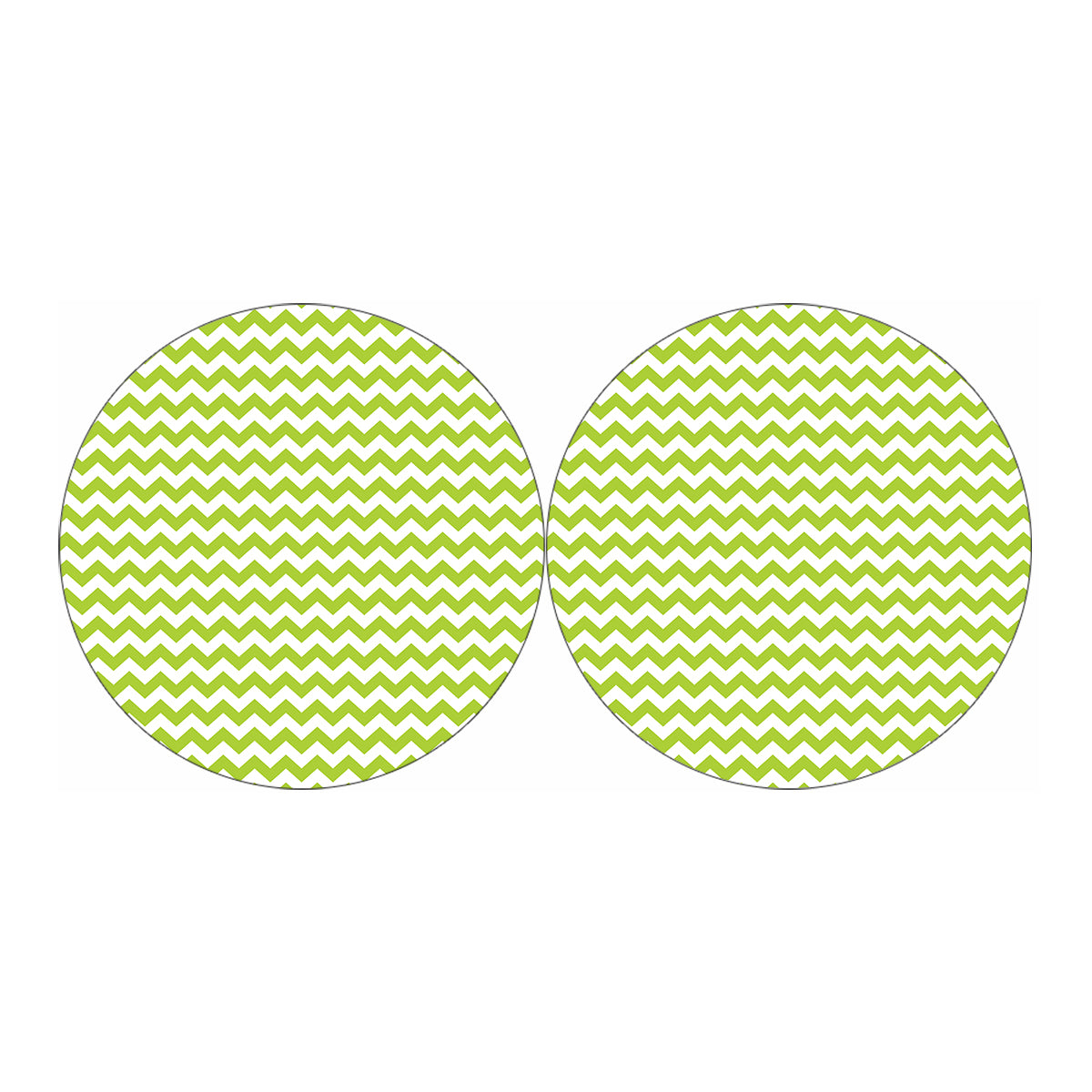 Lime Green And White Chevron Print Car Coasters