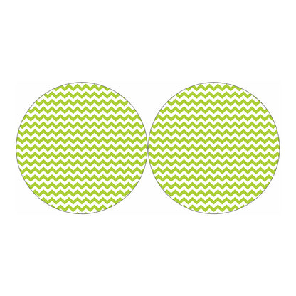 Lime Green And White Chevron Print Car Coasters