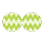 Lime Green And White Chevron Print Car Coasters