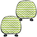 Lime Green And White Chevron Print Car Headrest Covers