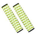 Lime Green And White Chevron Print Car Seat Belt Covers