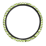 Lime Green And White Chevron Print Car Steering Wheel Cover