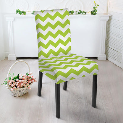 Lime Green And White Chevron Print Dining Chair Slipcover
