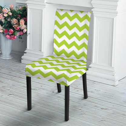 Lime Green And White Chevron Print Dining Chair Slipcover