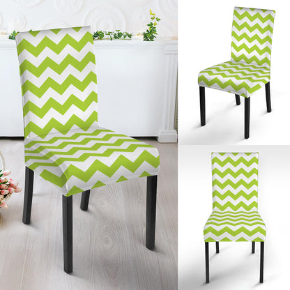 Lime Green And White Chevron Print Dining Chair Slipcover