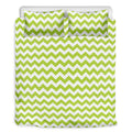 Lime Green And White Chevron Print Duvet Cover Bedding Set